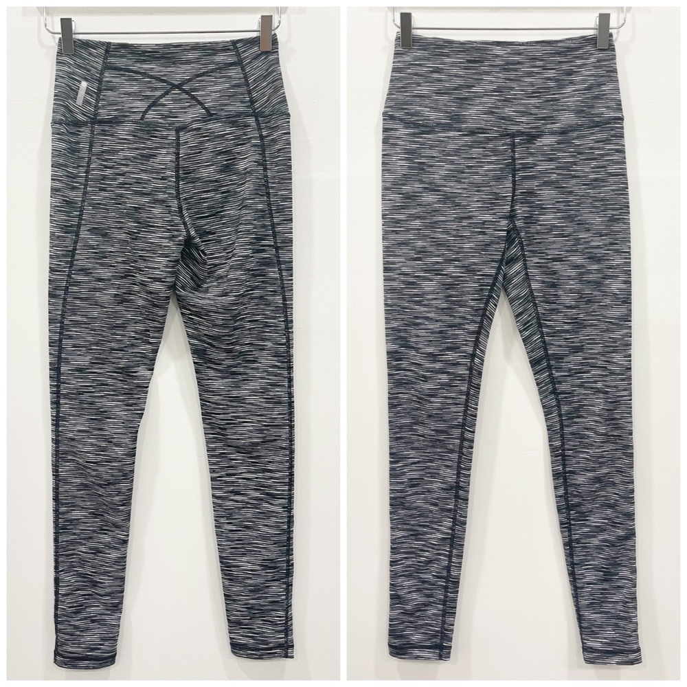 Zella Stripe Heather Gray Full Length High Waist Legging Size Small
